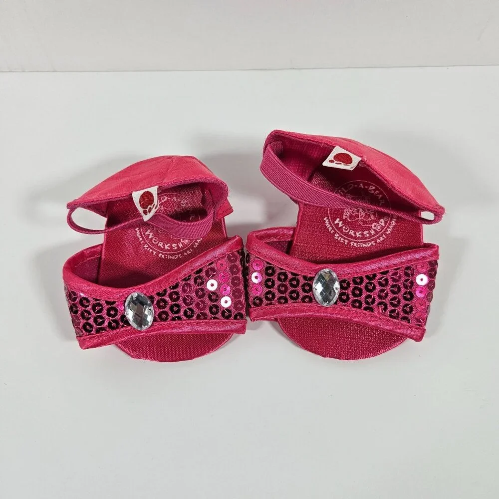 Build A Bear Pink Sandals‎ Shoes 2 Pair & Bag Sequined Sandals Purse Pink Shoes